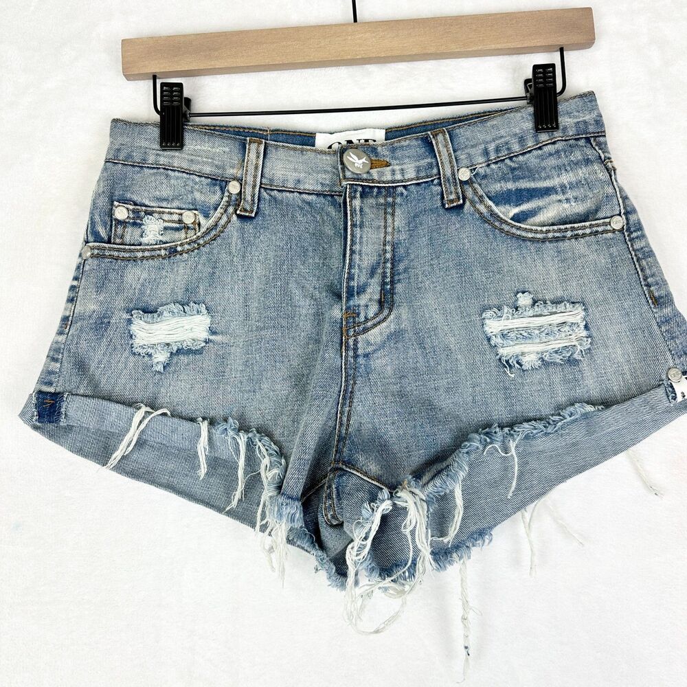 One Teaspoon Bandits Short Size 27 Twisted Cuff Button Fly High Rise Relaxed Fit
